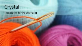  Presentation with thin blue line - PPT theme with thin blue line - needle and thread background and a light blue colored foreground