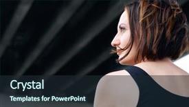  Presentation with thin blue line - PPT theme with thin blue line - young girl posing background and a  colored foreground