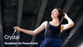  Presentation with thin blue line - PPT theme enhanced with thin blue line - young girl posing background and a  colored foreground