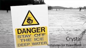  Presentation with lake ice - Audience pleasing presentation theme consisting of thin ice - dangerous frozen lake backdrop and a light gray colored foreground