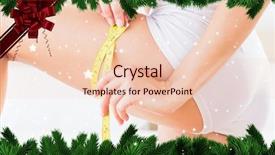  Presentation with christmas ribbon festive - Theme featuring thin ice - toned woman measuring her thigh background and a  colored foreground
