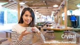  Presentation with hot tea - Theme enhanced with thin ice - woman enjoy hot tea background and a  colored foreground