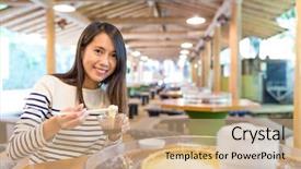  Presentation with japanese - Slide set consisting of thin ice - woman having famous japanese somen background and a  colored foreground