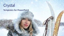  Presentation with murder winter - Cool new theme with thin ice - woman with ski over winter backdrop and a  colored foreground