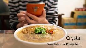  Presentation with intestine - Amazing slide set having thin noodles with pork intestine backdrop and a coral colored foreground