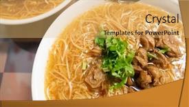  Presentation with intestine - Theme enhanced with thin noodles with pork intestine background and a yellow colored foreground