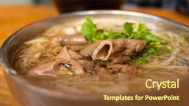  Presentation with intestine - Slide deck featuring thin noodles with pork intestine background and a tawny brown colored foreground
