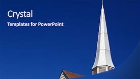  Presentation with dark building - Slides consisting of thin pointy metal church steeple background and a navy blue colored foreground