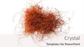  Presentation with pepper - PPT theme having thin shredded red pepper isolated on white background and a lemonade colored foreground