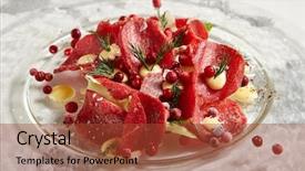  Presentation with white plate - Cool new slides with thin slices of deli meats backdrop and a  colored foreground