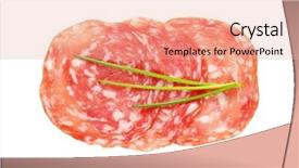  Presentation with dry - Beautiful PPT theme featuring thin slices of dry salami backdrop and a  colored foreground