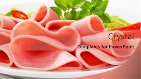  Presentation with white plate - Beautiful theme featuring thin-slices-of-ham backdrop and a coral colored foreground