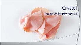  Presentation with thin film - Cool new slide deck with thin slices of ham backdrop and a sky blue colored foreground