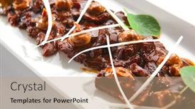  Presentation with roast beef - PPT layouts having thin-slices-of-spicy-roast background and a coral colored foreground