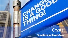  Presentation with climate change adaptation strategies - Beautiful slide set featuring change is a good thing written on road sign backdrop and a teal colored foreground