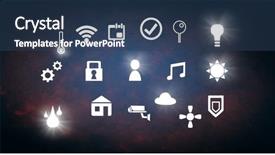  Presentation with abstract digital business interface - Theme with things over blue red background and a ocean colored foreground