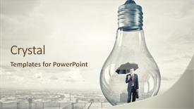  Presentation with light bulb - Audience pleasing presentation design consisting of think big - businessman with umbrella and briefcase backdrop and a cream colored foreground