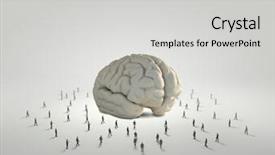  Presentation with human brain - Audience pleasing PPT theme consisting of think big - huge human brain and many backdrop and a light gray colored foreground
