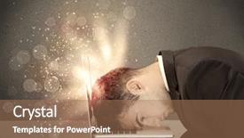  Presentation with thoughts - Presentation theme enhanced with think big - young depressed business person laying background and a coral colored foreground