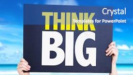  Presentation with think big - Audience pleasing PPT theme consisting of think big card with beach backdrop and a teal colored foreground