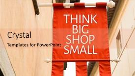  Presentation with think - Beautiful slide deck featuring think big shop small backdrop and a coral colored foreground