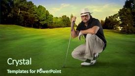  Presentation with champion - PPT theme enhanced with think champion - golf player with putter thinking background and a tawny brown colored foreground