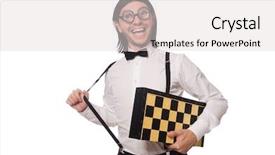  Presentation with chess - Presentation design having think champion - nerd chess player isolated background and a light gray colored foreground
