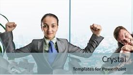  Presentation with woman fighting for her rights - PPT theme with think champion - strong woman thinking about fighting background and a  colored foreground