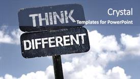  Presentation with think - Presentation theme with think different sign with clouds background and a ocean colored foreground