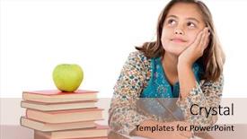  Presentation with thinking - PPT layouts consisting of think education - adorable student thinking background and a coral colored foreground