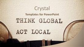  Presentation with think - Slide deck featuring think-global-act-local-phrase background and a cream colored foreground