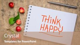  Presentation with positive attitude - Colorful slides enhanced with think-happy-inspirational-handwriting backdrop and a coral colored foreground