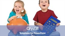  Presentation with happy kids - Theme consisting of think of your goal - financial background and a ocean colored foreground