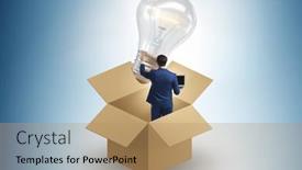  Presentation with think - Slide deck with think-out-of-box-concept background and a coral colored foreground