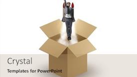  Presentation with think - Theme consisting of think-out-of-box-concept background and a coral colored foreground