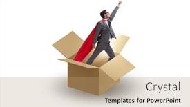  Presentation with think - PPT theme featuring think-out-of-box-concept background and a coral colored foreground