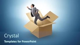  Presentation with think - Theme consisting of think-out-of-box-concept background and a ocean colored foreground