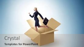  Presentation with think - Slide deck having think-out-of-box-concept background and a coral colored foreground