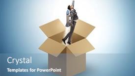  Presentation with think - Presentation with think-out-of-box-concept background and a teal colored foreground