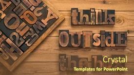  Presentation with wood rustic - Slide deck featuring think-outside-the-box-phrase background and a tawny brown colored foreground
