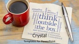  Presentation with think outside the box graphics - Audience pleasing PPT layouts consisting of think outside the box word cloud - handwriting on a napkin with a cup of coffee backdrop and a soft green colored foreground