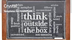  Presentation with thinking outside box - PPT theme enhanced with think outside the box word background and a gray colored foreground