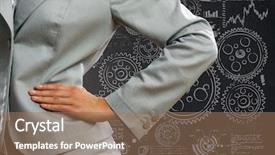  Presentation with research locale small business strategy - PPT theme enhanced with think plan - body of businesswoman against business background and a coral colored foreground