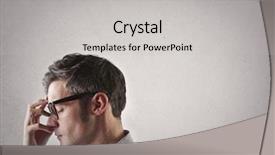  Presentation with thinking - Audience pleasing slide deck consisting of think reflect - brown-haired handsome man thinking hard backdrop and a  colored foreground