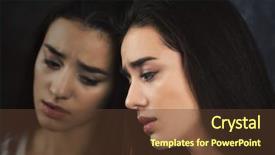  Presentation with mirror reflection - Beautiful PPT theme featuring think reflect - depressed young woman and her backdrop and a tawny brown colored foreground