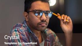  Presentation with creative thinking - Cool new theme with think reflect - education deadline and people concept backdrop and a tawny brown colored foreground