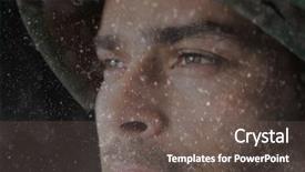  Presentation with light from dark sky god - Colorful PPT theme enhanced with think safety hard hat - foreground of soldier looking backdrop and a dark gray colored foreground