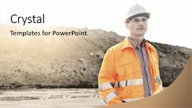  Presentation with passed away - Colorful PPT theme enhanced with think safety hard hat - thoughtful male supervisor looking away backdrop and a white colored foreground