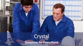  Presentation with covid19 and healthcare workers - PPT theme consisting of think safety hard hat - workers discussing a drawing background and a navy blue colored foreground