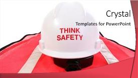  Presentation with think - Colorful slides enhanced with think safety hardhat and orange backdrop and a white colored foreground